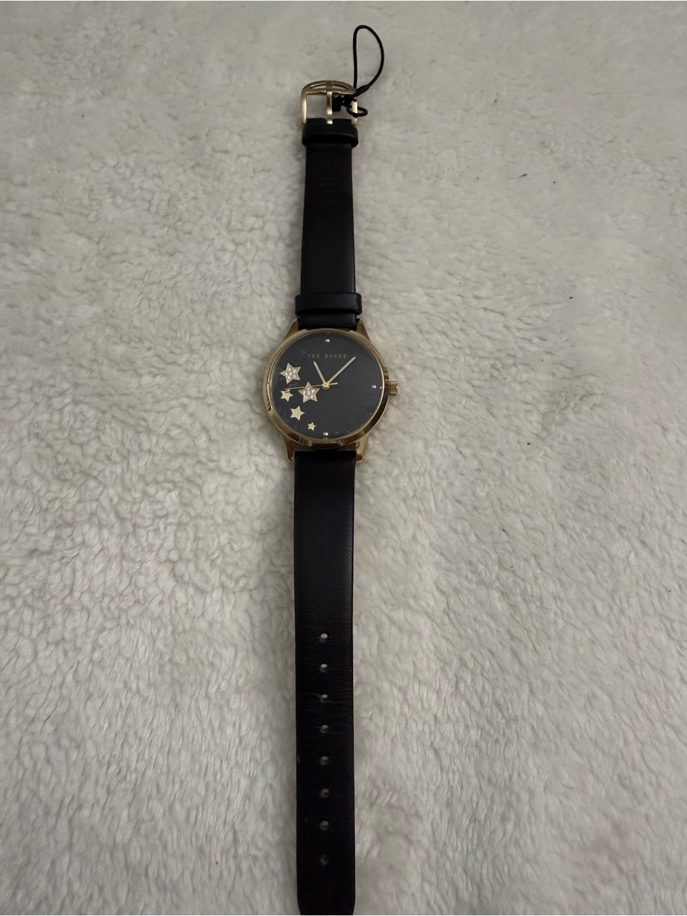 Ted Baker Black Dial Watch with Gold Star Accents